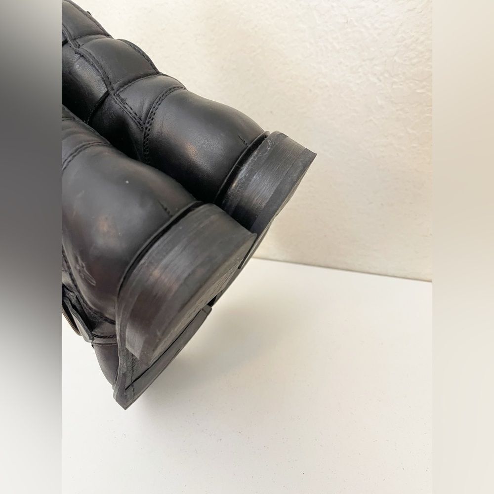 FRYE Veronica black leather combat Tanker Moto Boot 7 - Picture 12 of 17